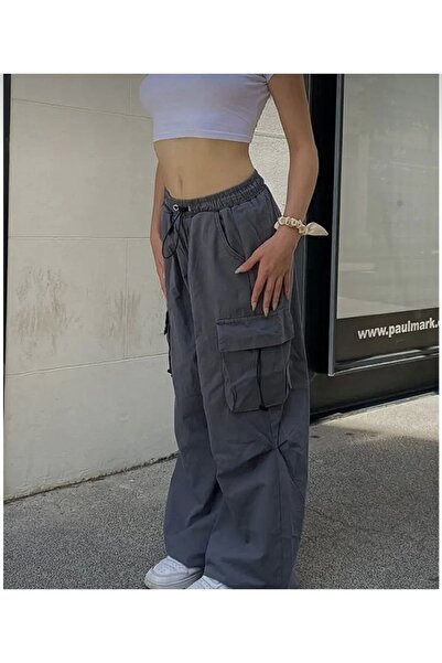 BİLBEC JEANS Y2k Aşırı Bol Kalıp Kargo Cep Bel Paça Lastil Bggy Pantolon