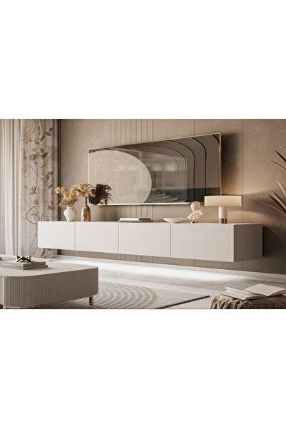 joy mob Joy Tv Ünitesi Tv Sehpası Alt Modül KREM 240 Cm Mdf JOY TV ÜNİTESİ