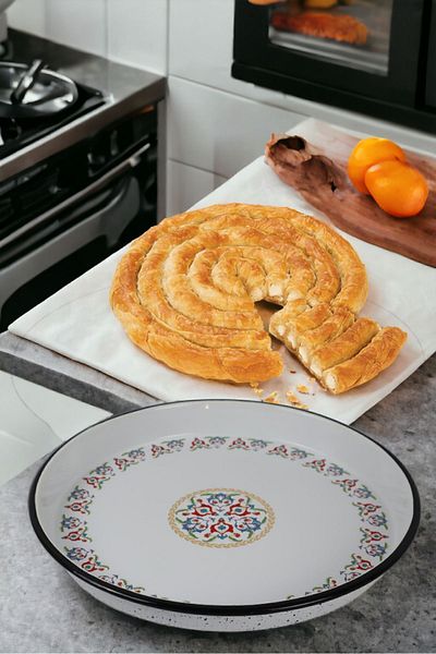İnci Emaye No 34 Enameled Oven Tray Round Tray ~34 Cm