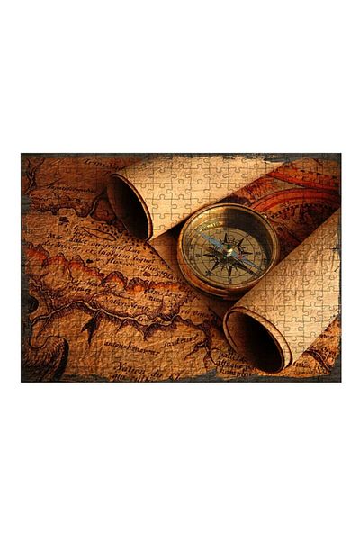 Tablomega Wooden MDF Puzzle Jigsaw Puzzle Compass And Map 255 Pieces 35*50 Cm