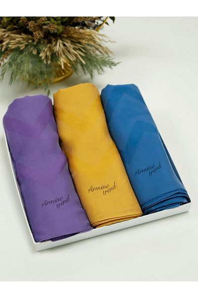 Armine Trend Işıl Shawl - Cotton - Ats5ısl - Set of 3 - Warm Tones