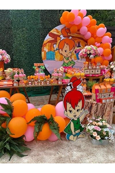 Genel Markalar Taş Devri Bambam Doğum Günü Pembe Turuncu 50 li Balon Seti