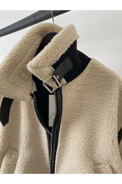 Ekim Store New Season Γυναικείο Παλτό Biker - Γούνα και Αρνί