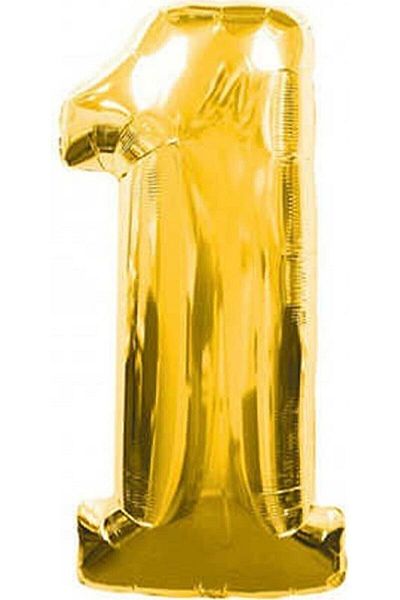 HKNYS 1 Year Old Number Foil Balloon 40 Cm 16 Inch - Gold Color Foil Balloon