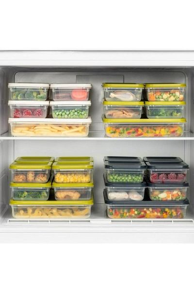 PANJI 4 Pieces Anthracite Refrigerator Organizer - Freezer and Microwave Compatible Storage Container 1X2600M 1X1200M 2X500M