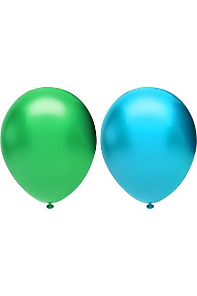 HKNYS 25 Adet Metalik Balon Açık Yeşil - Açık Mavi - Helyum Gazı Uyumludur.-a...