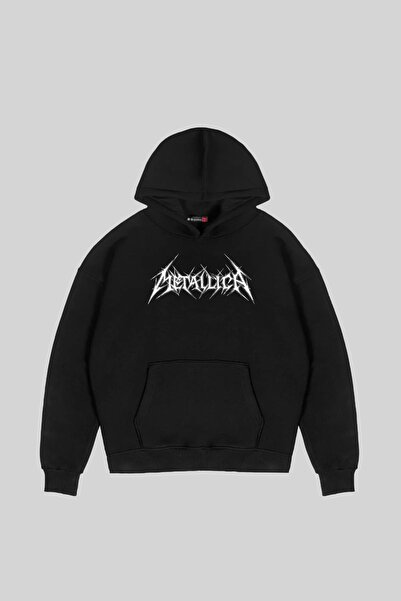 Sekizbiraltı Μαύρο κουκούλα με τυπωμένο λογότυπο Metallica Oversize Unisex