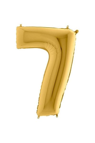 HKNYS 7 Years Old Number Foil Balloon 76 Cm 32 Inch - Gold Color Foil Balloon