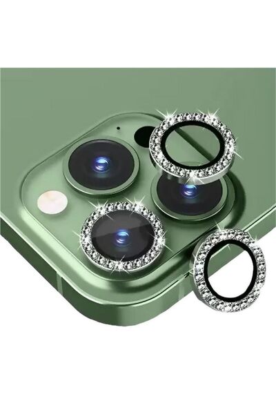 eaksesuarnet iPhone 14 Pro Max Uyumlu Kamera Koruyucu Taşlı Cam Lens Mercek K...