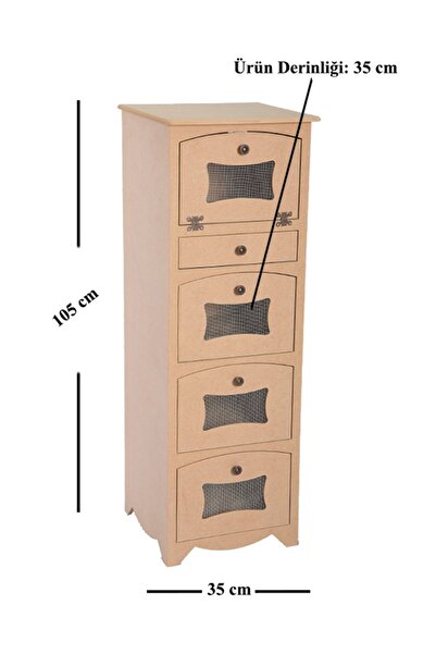 st koleksiyon hobi antika Ahşap Mdf Boyanabilir 5 Bölmeli Telli Çok Amaçlı Dolap