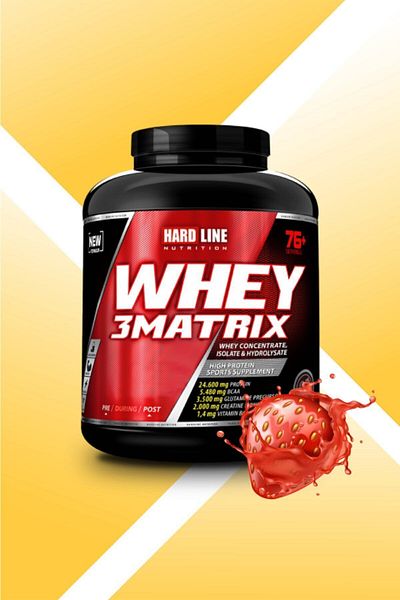 Hardline Strawberry FlavoredWhey3matrix - 2300 Gr