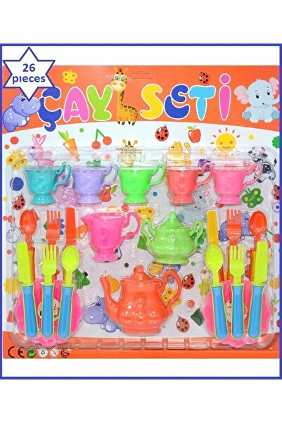 OYUNCAKSAHİLİ Çay Seti 26 Parça Pembe Oyuncak Evcilik Oyunları Mutfak Bardakl...