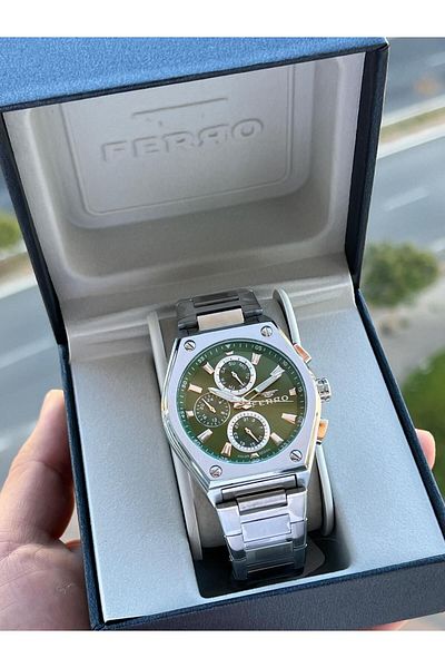 FERRO 30 Mt Waterproof Men's Wristwatch - Steel Cord, Chronograph Function Efm.40132.A6