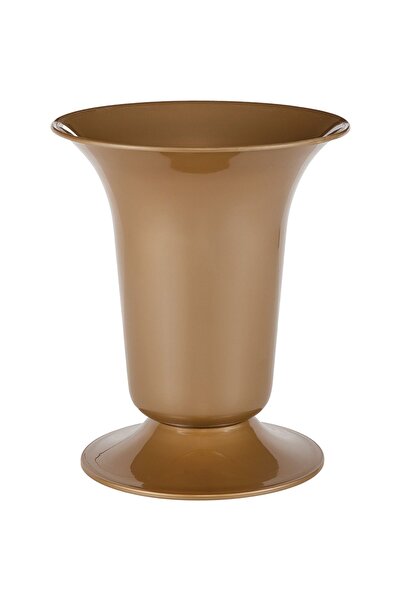 ToXA 6 Litre Altın Kesme Çiçek Vazosu Dekoratif Süs Uzun Tabaklı Plastik Saksı