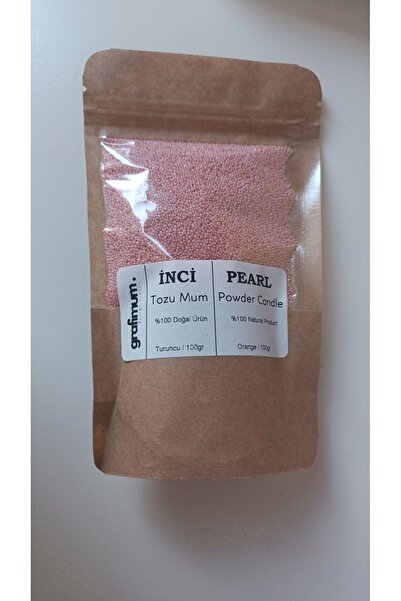 grafimum Incı Tozu Sedefli Mercan Turuncu Mum Sonsuzluk Tozu Mum Doğal Mum 20 Adet Fitil Pearl Powder Candle