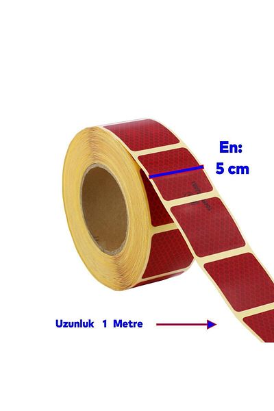 Badem10 Red Reflective Phosphorescent Cut Strip Tape - 1 Meter, Tuvturk Approved, 5 Cm Warning Tape