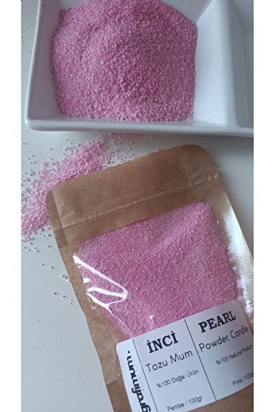 grafimum Inci Tozu Mum Sedefli Pembe 100 gram Sonsuzluk Tozu Mum Doğal Mum 30 Adet Fitil Ile Pearl Powder