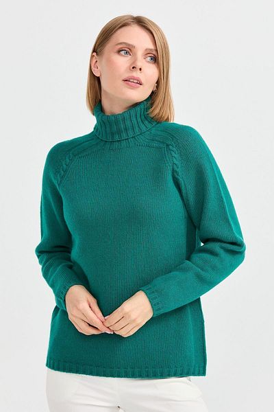 Desen Triko Women's Woolen Sweater with Full Turtleneck and Hair Braided Shoulder Detail - A.ö.başı
