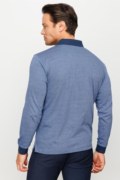 Desen Triko Чоловічий поло з жакардовим коміром і дрібним візерунком, світло-сірий