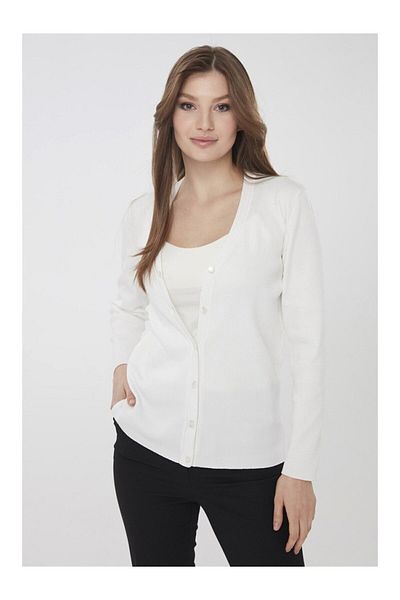 Desen Triko Tricotaj de vară pentru femei Cardigan Ecru