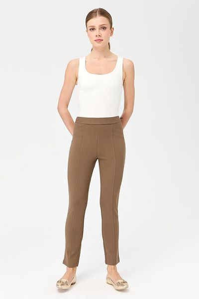 Desen Triko Pantaloni cu jambiere cu nervuri de damă Camel