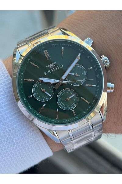FERRO 30 Mt Waterproof Men's Wristwatch - Steel Cord, Chronograph Function Efm.11463.A6