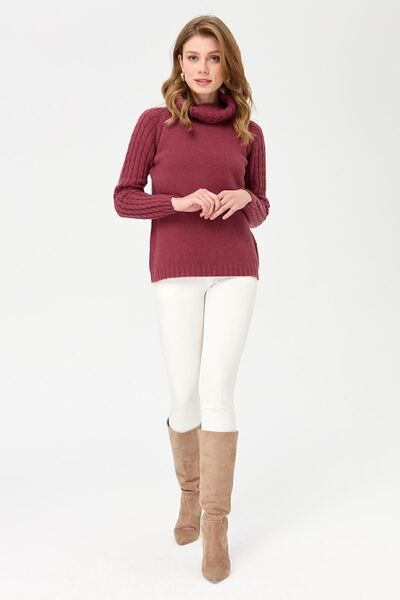 Desen Triko Γυναικείο πουλόβερ με γιακά Degaje με μανίκια και γιακά μαλλιών πλεκτό μάλλινο πουλόβερ K.G.Kurusu