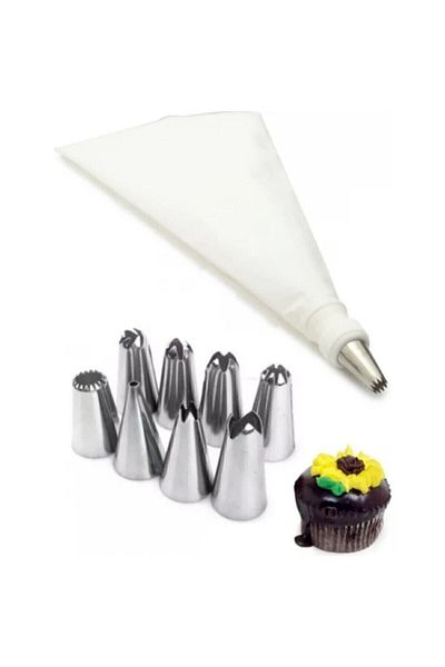 Swallow 10 Pieces Cream Piping Bag Stainless Steel Tip Cake Decorating Apparatus Cake Set