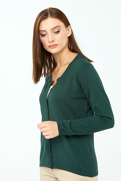 Desen Triko Γυναικεία Lycra Basic Μακρυμάνικη Ζακέτα με λαιμόκοψη Nefti