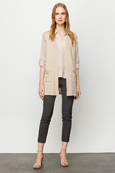 Desen Triko Women's Back Patterned Araboy Knitwear Vest Beige