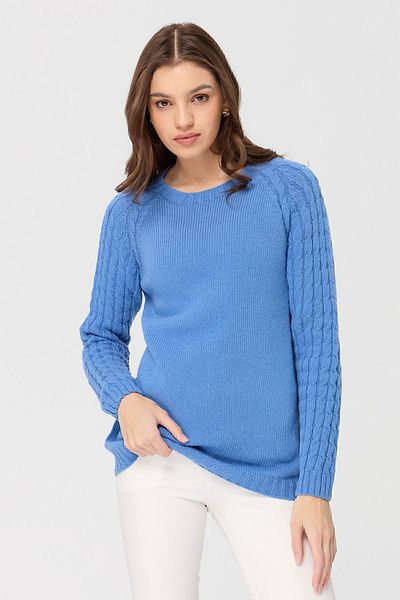 Desen Triko Pulover de lână tricotat pentru damă, cu mânecă și gât, O.Blue