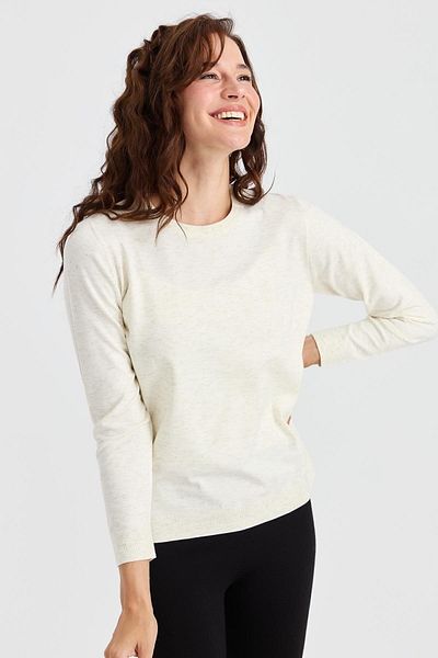 Desen Triko Pulover Angelina Basic de damă cu decolteu triplu Bone