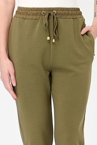 Desen Triko Pantaloni de trening cu buzunare, cu șireturi, pentru femei, kaki