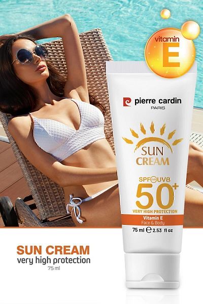 Pierre Cardin واقي شمسي للوجه والجسم بمعامل حماية SPF 50، 75 مل، حماية عالية جدًا للبشرة العادية والجافة