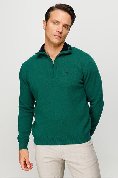 Desen Triko Men's Zipper Collar Classic Wool Sweater Ö.başı