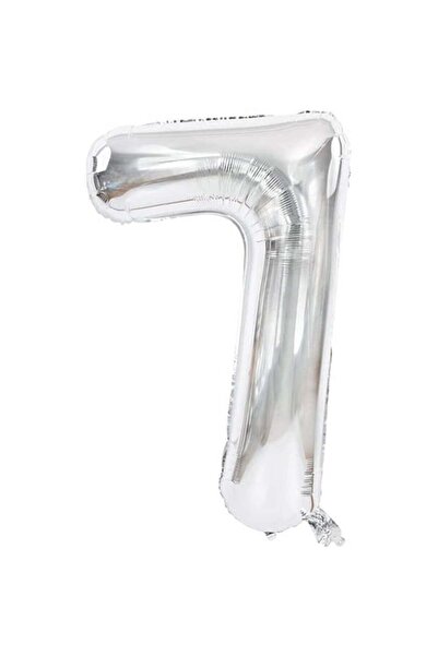 Partioutlet بالون فضي رقمي 7 أرقام صغير 35 سم