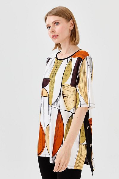 Desen Triko Tricou de damă, cu gâtul turnat, din bumbac pieptănat, negru
