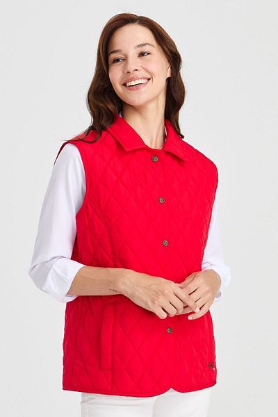 Desen Triko Women's Quilted Vest Red