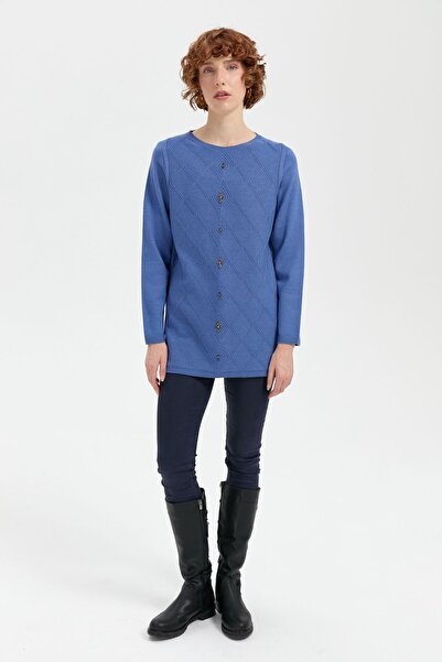 Desen Triko Індиго жіночий кашемірний светр - без коміра, без швів і з бахром...