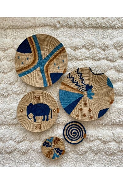 Genel Markalar Lacivert 5'li Bohem Afrika Duvar Tabakları Seti, şık ve renkli...