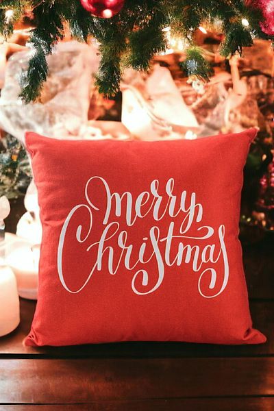 ÖZENEV 43X43 New Year Throw Pillow Cover New Year Merry Christmas Written Christmas Happy New Year