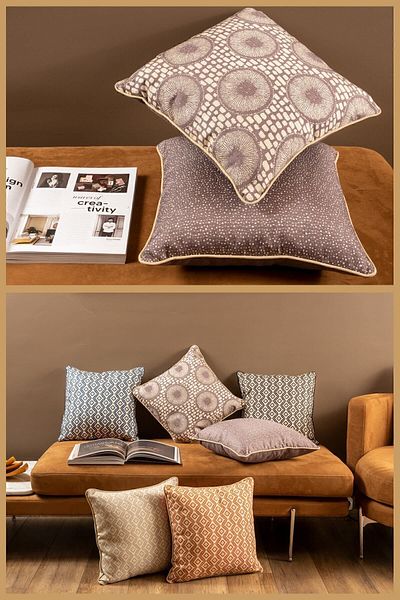 ÖZENEV Special Design 43x43 Woven Throw Pillow Cover with Piping Hidden Zipper Decorative Living Room