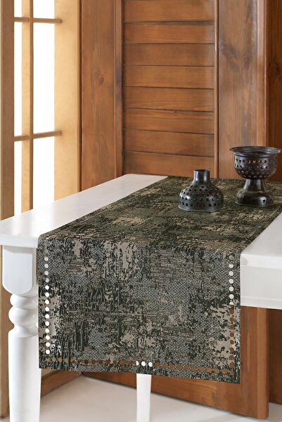 ÖZENEV Yeşil Runner Amerikan Servis Masa Örtüsü 40x140 Cm Riyad-03