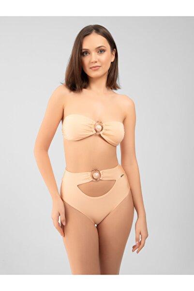 PINKYSWIM Halkalı Ten Rengi Dikişsiz Bikini Üstü