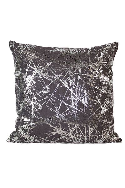 ÖZENEV Anthracite Silver Foil Patterned Throw Pillow Cover Decorative Stylish Soft Living Room Sofa