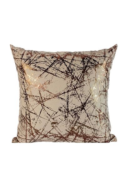 ÖZENEV Beige Copper Foil Patterned Throw Pillow Cover Decorative Stylish Soft Living Room Sofa