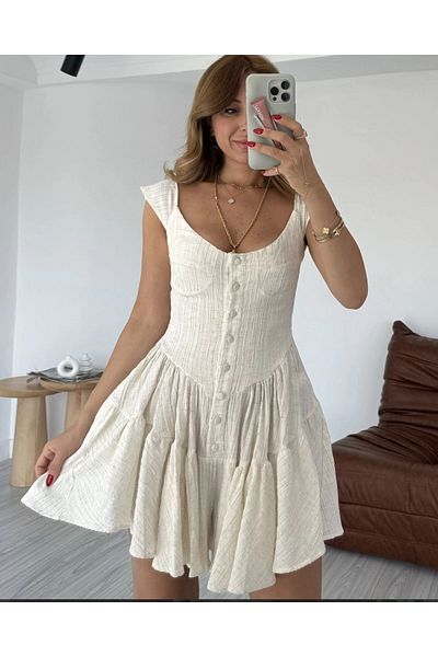 Bak'ap Merlin Natural Shorts Jumpsuit - Στρογγυλή λαιμόκοψη