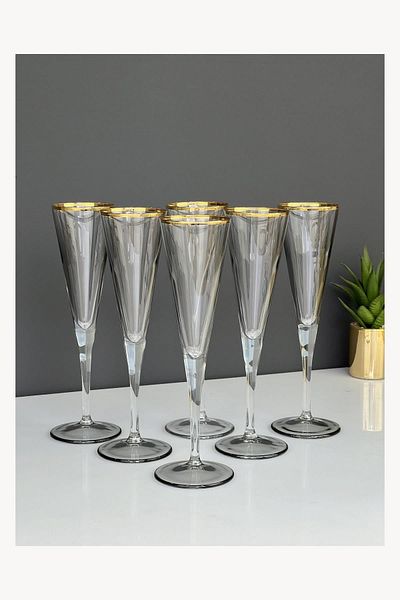 Doğudeko V Line Luster Smoked - Set of 6 Coffee Side Cups