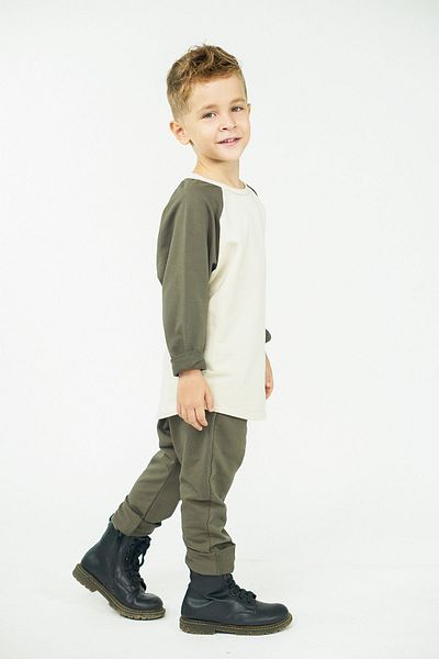 Catz Kids Set de trening raglan din bumbac pieptănat de culoare crem kaki