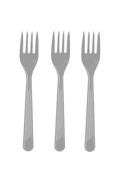 Roll-Up 25 Pieces Gray Color Plastic Fork